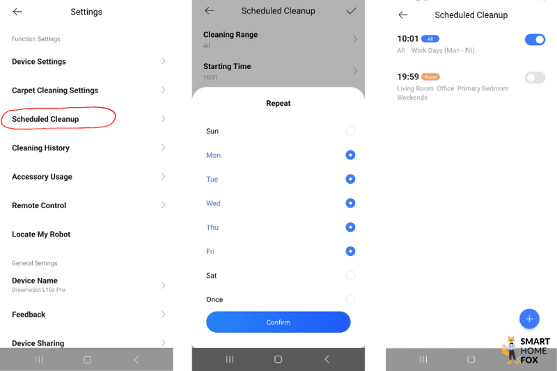 In der Dreamehome App werden Reinigungspläne für den Dreame L10s Pro festgelegt.